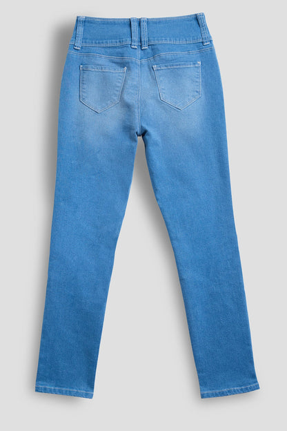 Girls 3 Button Essential Skinny Jeans With Faux Front Pockets