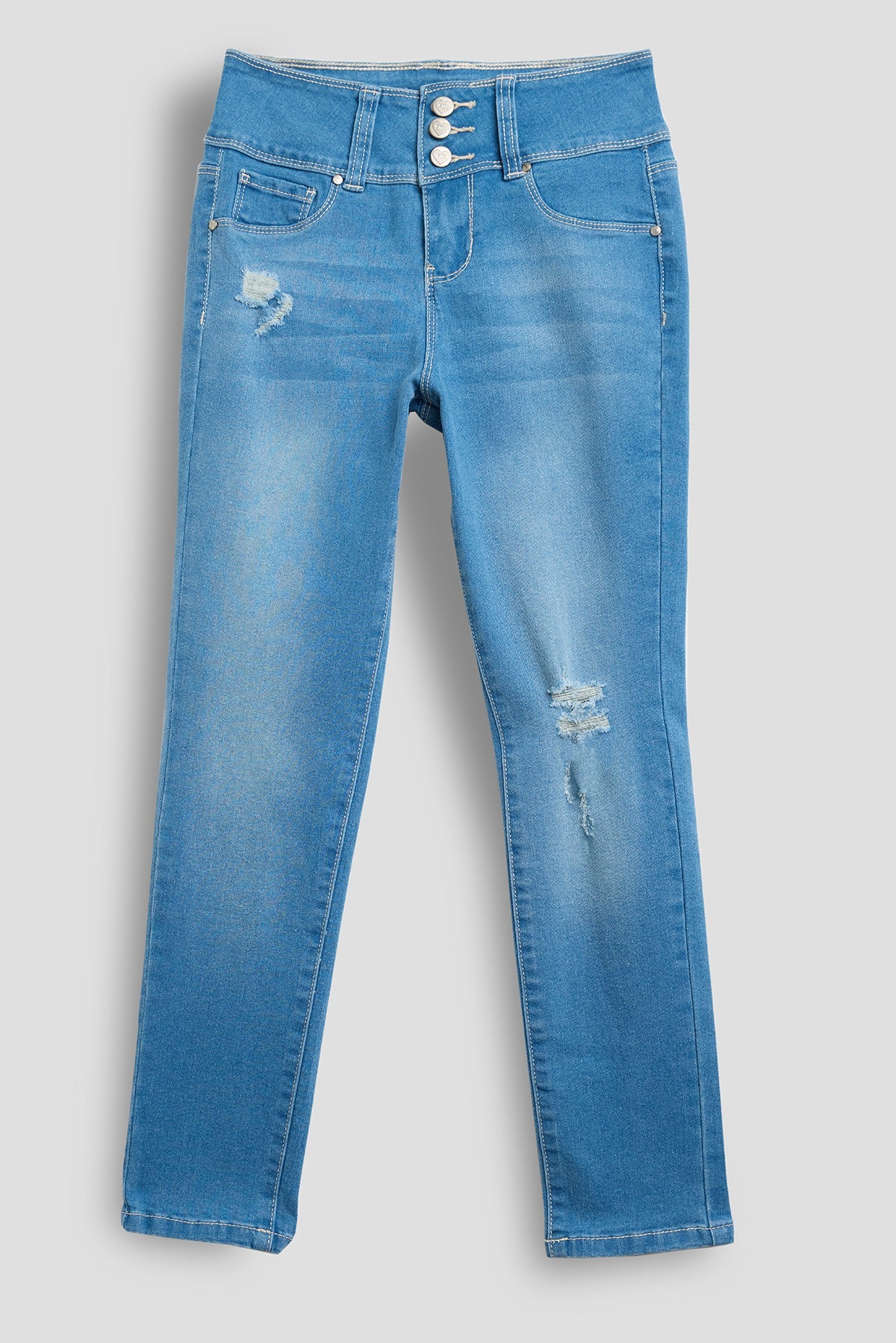 Girls 3 Button Essential Skinny Jeans With Faux Front Pockets