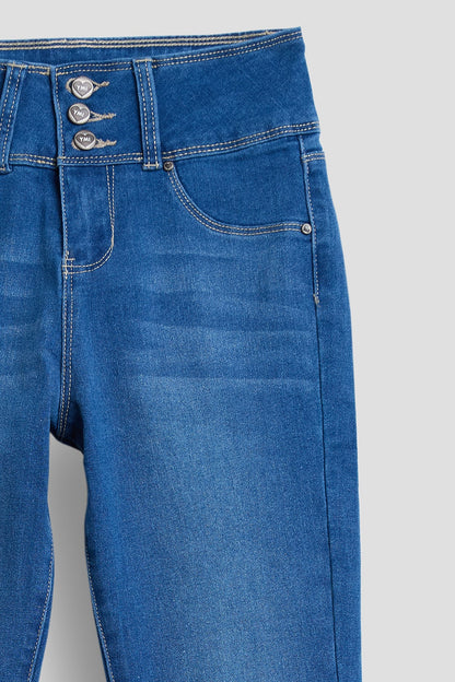 Girls 3 Button Essential Skinny Jeans With Faux Front Pockets