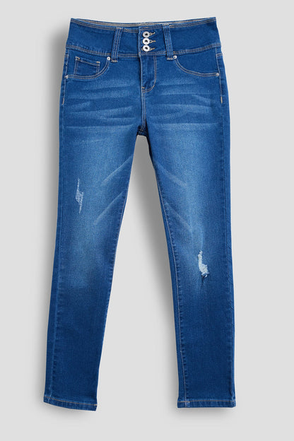 Girls 3 Button Essential Skinny Jeans With Faux Front Pockets