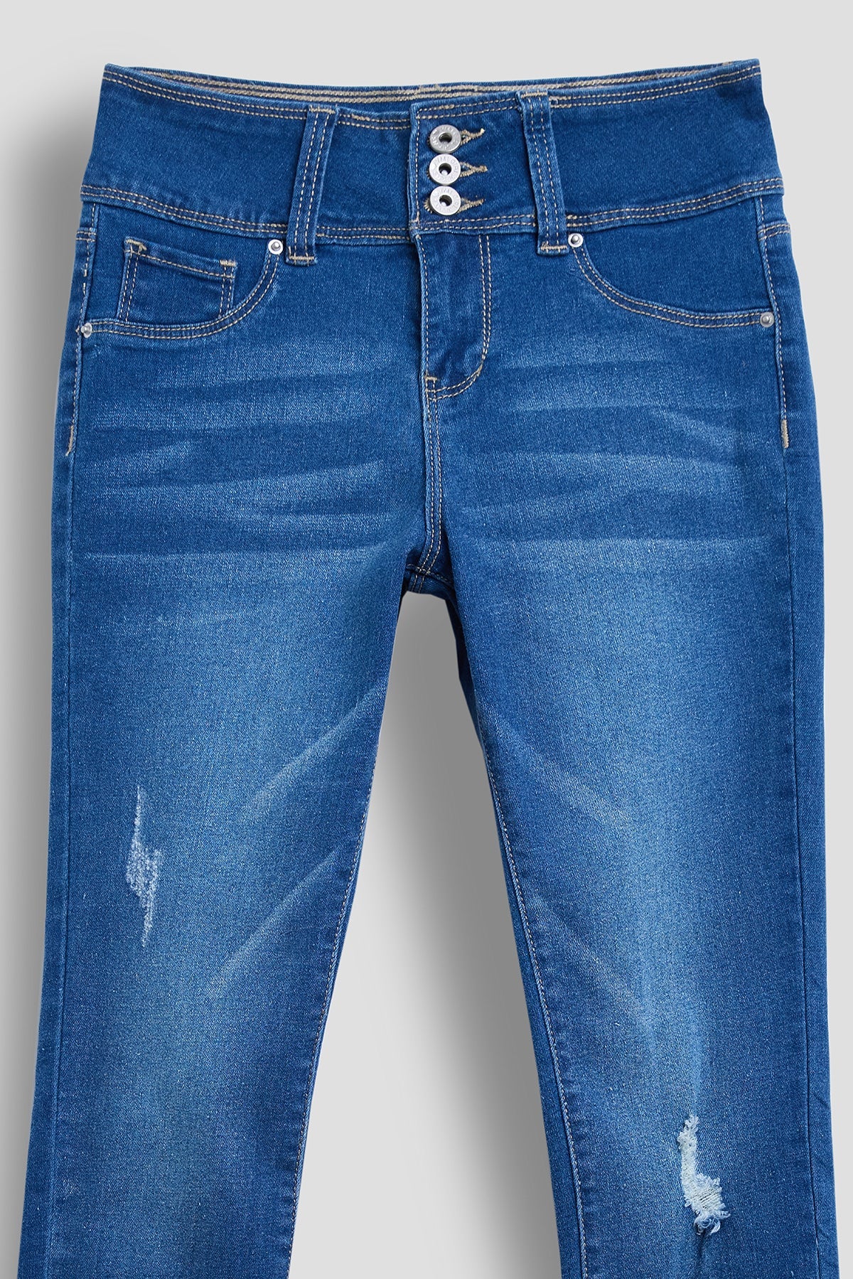 Girls 3 Button Essential Skinny Jeans With Faux Front Pockets