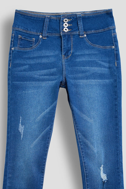 Girls 3 Button Essential Skinny Jeans With Faux Front Pockets