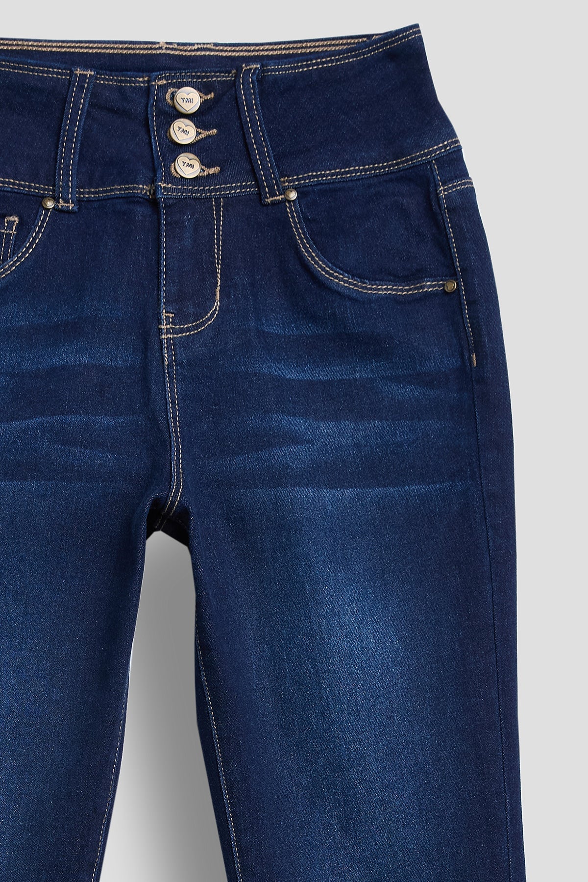 Girls 3 Button Essential Skinny Jeans With Faux Front Pockets