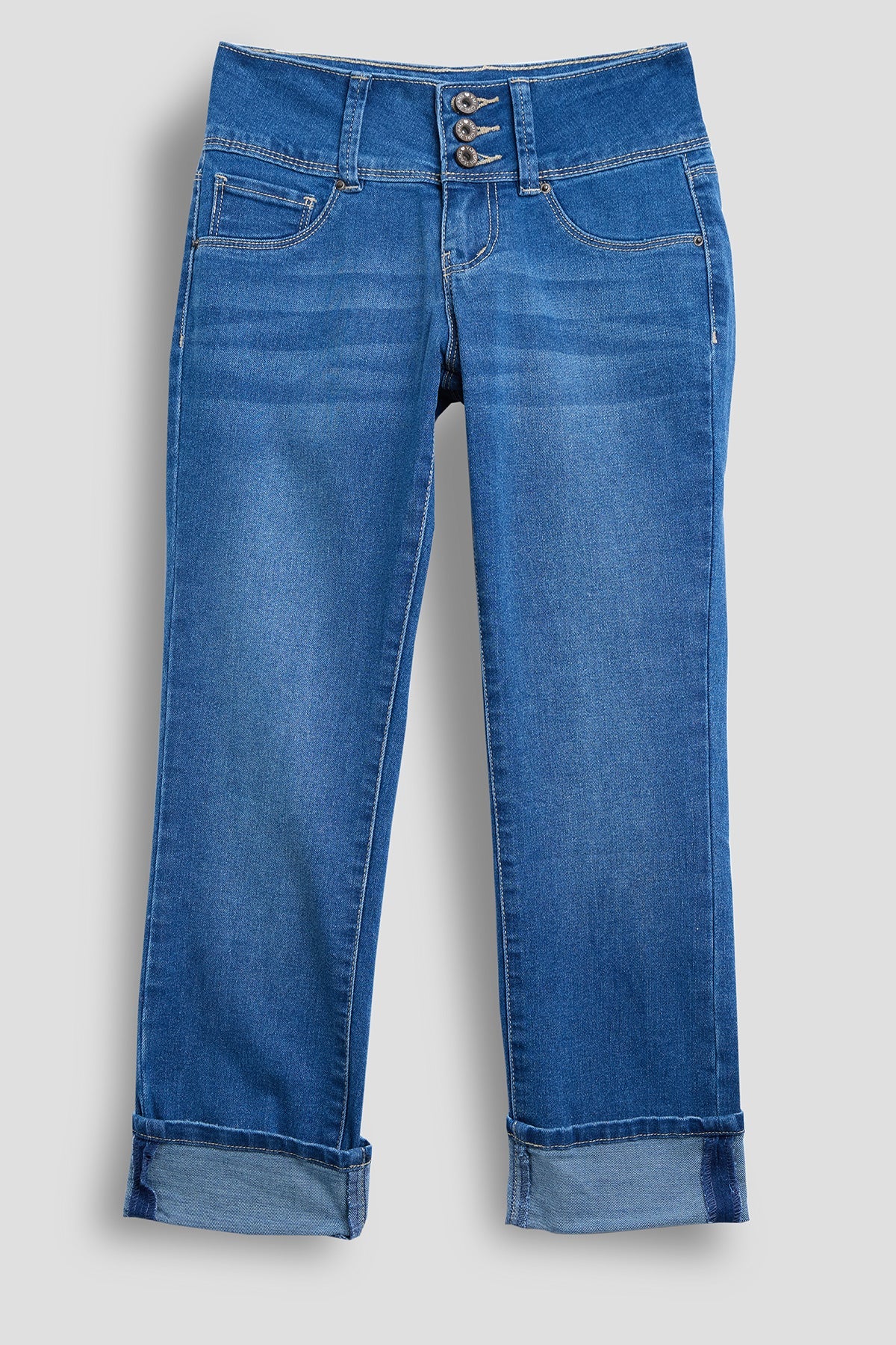 Girls Essential 3 Button Wide Cuff Skinny Jeans