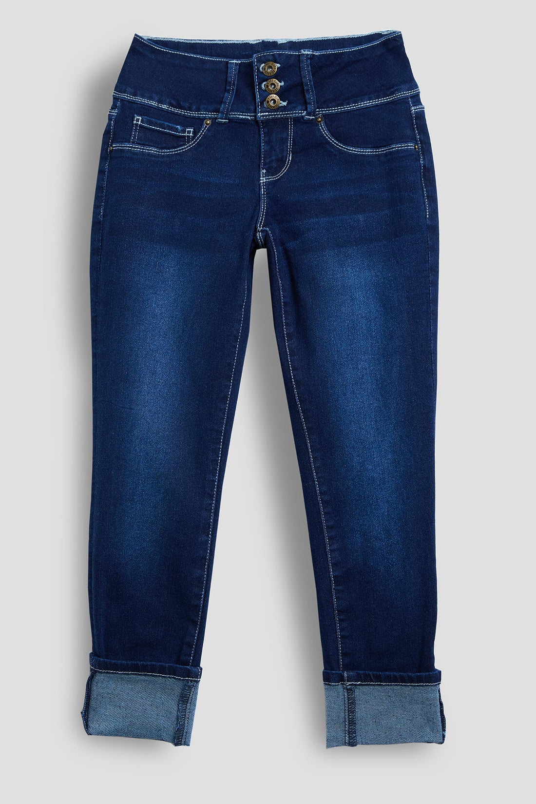 Girls Essential 3 Button Wide Cuff Skinny Jeans