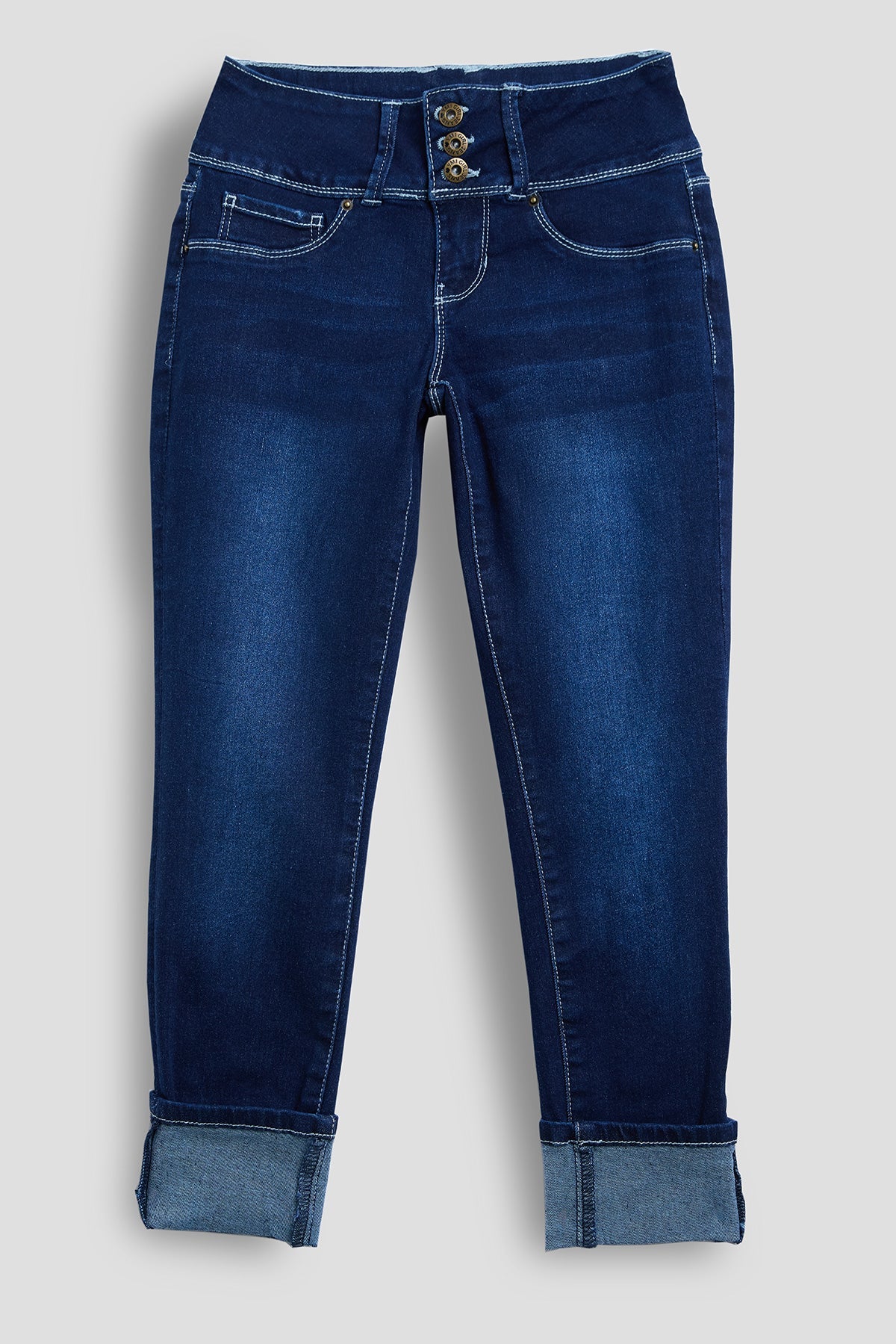 Girls Essential 3 Button Wide Cuff Skinny Jeans