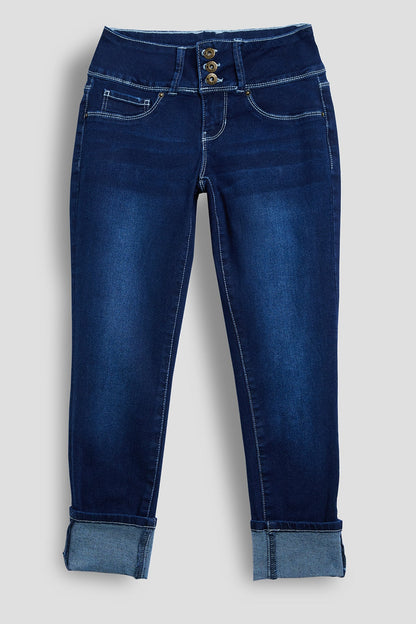 Girls Essential 3 Button Wide Cuff Skinny Jeans