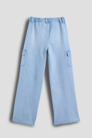 Girls Wide Leg Skater Cargo Jeans