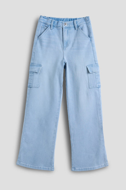 Girls Wide Leg Skater Cargo Jeans