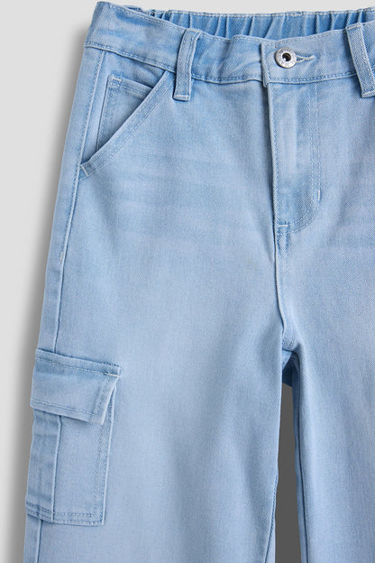 Girls Wide Leg Skater Cargo Jeans