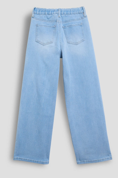 Girls Elastic Back Wide Leg Jeans