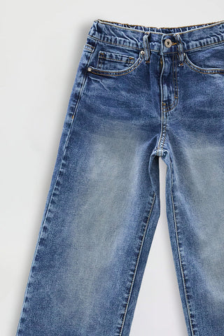 Girls Wide Leg Jeans with Elastic Waist