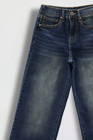 Girls Wide Leg Jeans with Elastic Waist