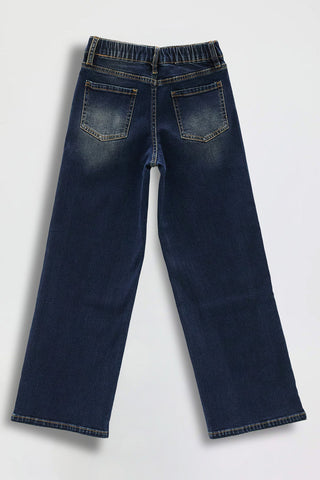 Girls Wide Leg Jeans with Elastic Waist
