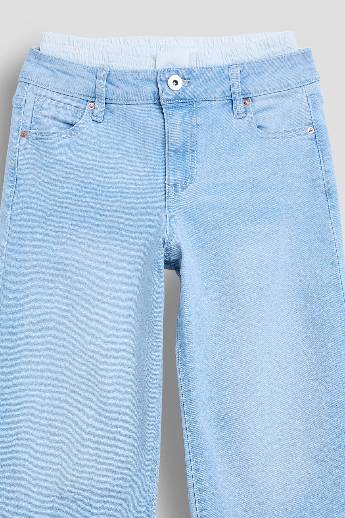 Girls Boxer Waist Wide Leg Jeans