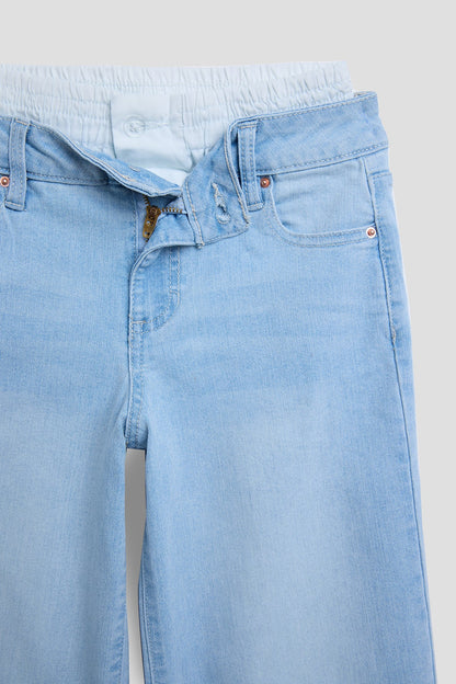 Girls Boxer Waist Wide Leg Jeans