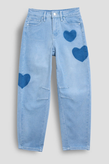 Girls Heart Shadow Barrel Jeans