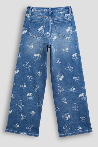 Girls Cherry Bow Flare Jeans