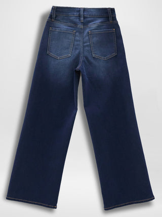 Girls Wide Leg Elastic Back Jeans
