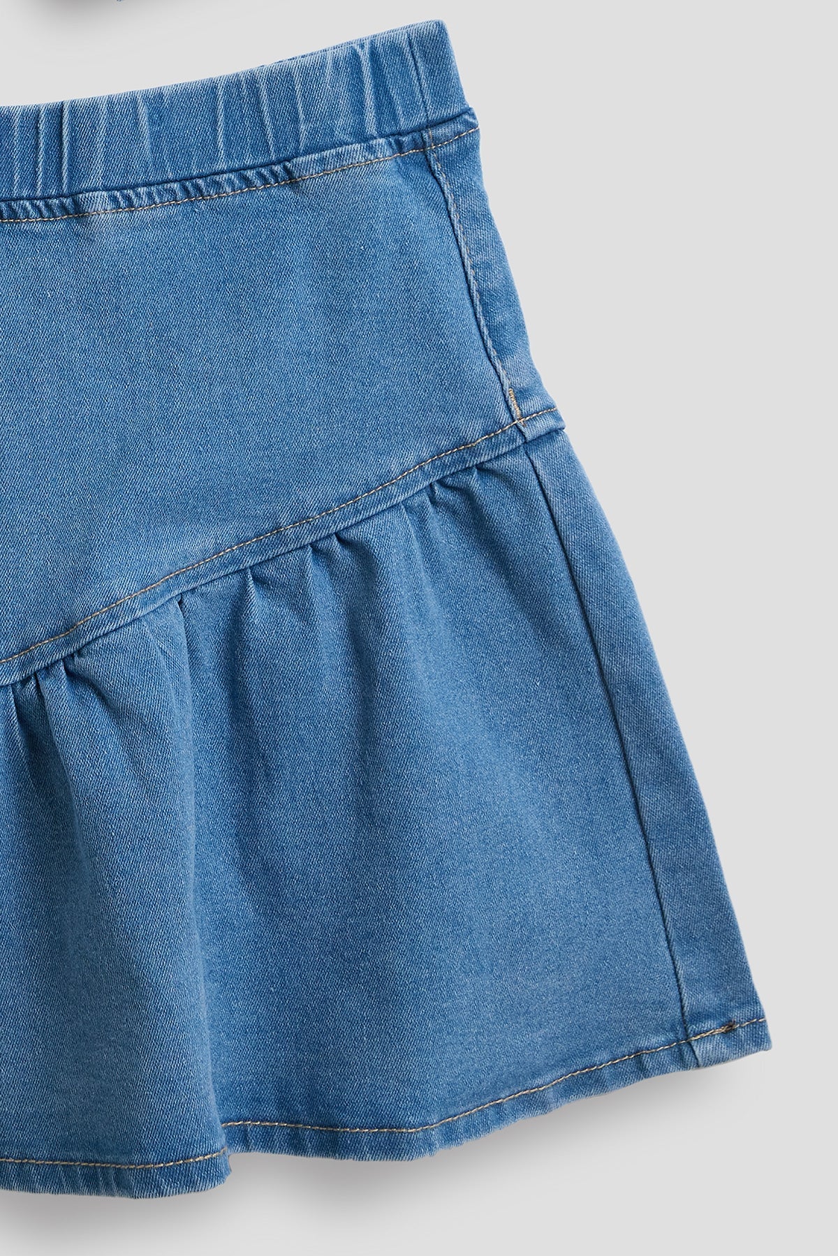Girls Denim Vest &amp; Ruffle Skirt Set