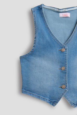 Sets Girls Denim Vest & Ruffle Skirt Set