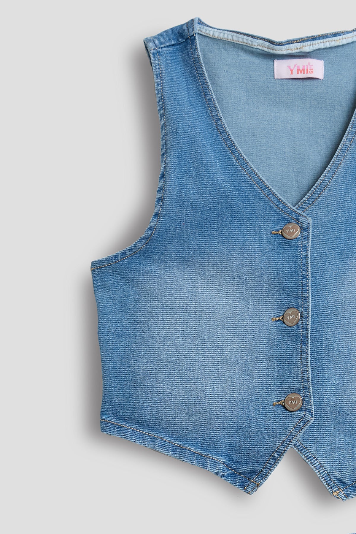 Girls Denim Vest &amp; Ruffle Skirt Set