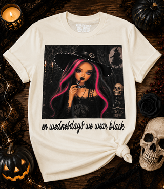 On Wednesdays We Wear Black Cream Graphic Tee 2090