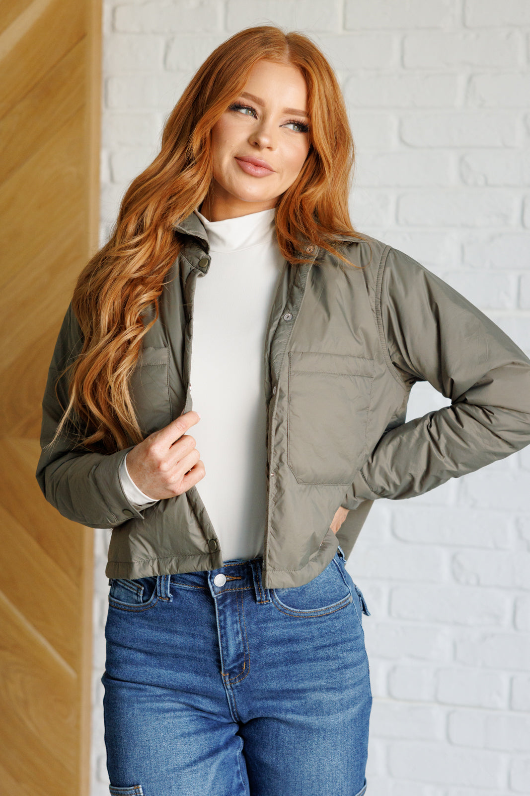 Layers Hear Me Out Lightweight Puffer Jacket in Olive