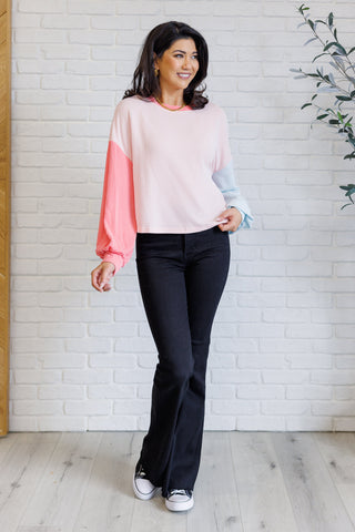 Tops Hit Me With Your Best Shot Colorblock Top in Light Pink
