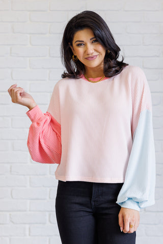 Tops Hit Me With Your Best Shot Colorblock Top in Light Pink
