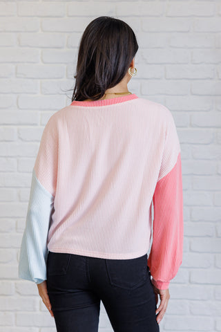 Tops Hit Me With Your Best Shot Colorblock Top in Light Pink