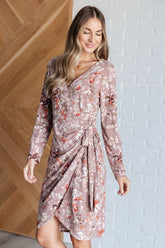 Dresses Honey Do I Ever Faux Wrap Dress in Taupe