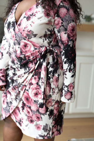 Dresses Honey Do I Ever Faux Wrap Dress in White Floral