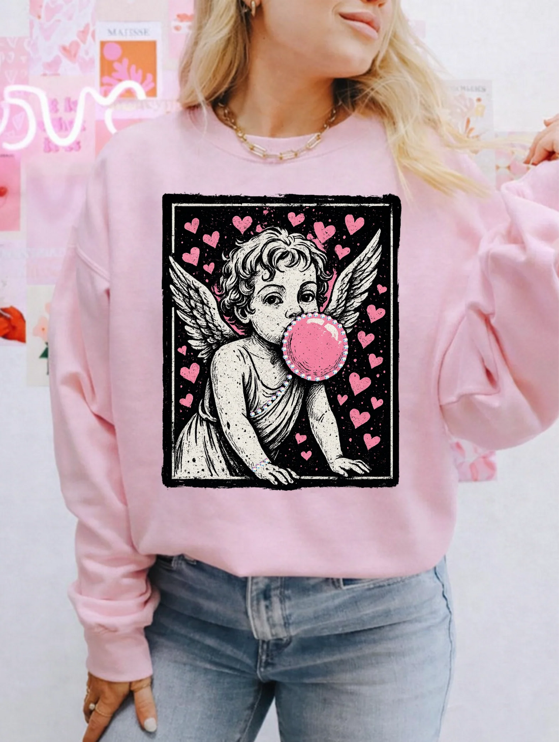 Cupid Blowing Bubble Valentine’s Graphic Tee or Sweatshirt
