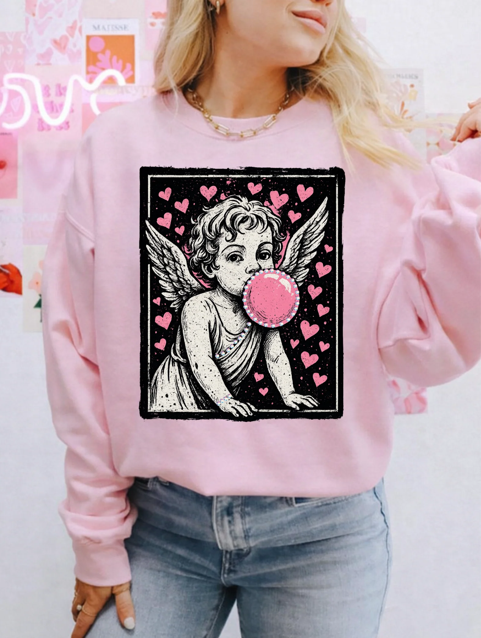 Cupid Blowing Bubble Valentine’s Graphic Tee or Sweatshirt