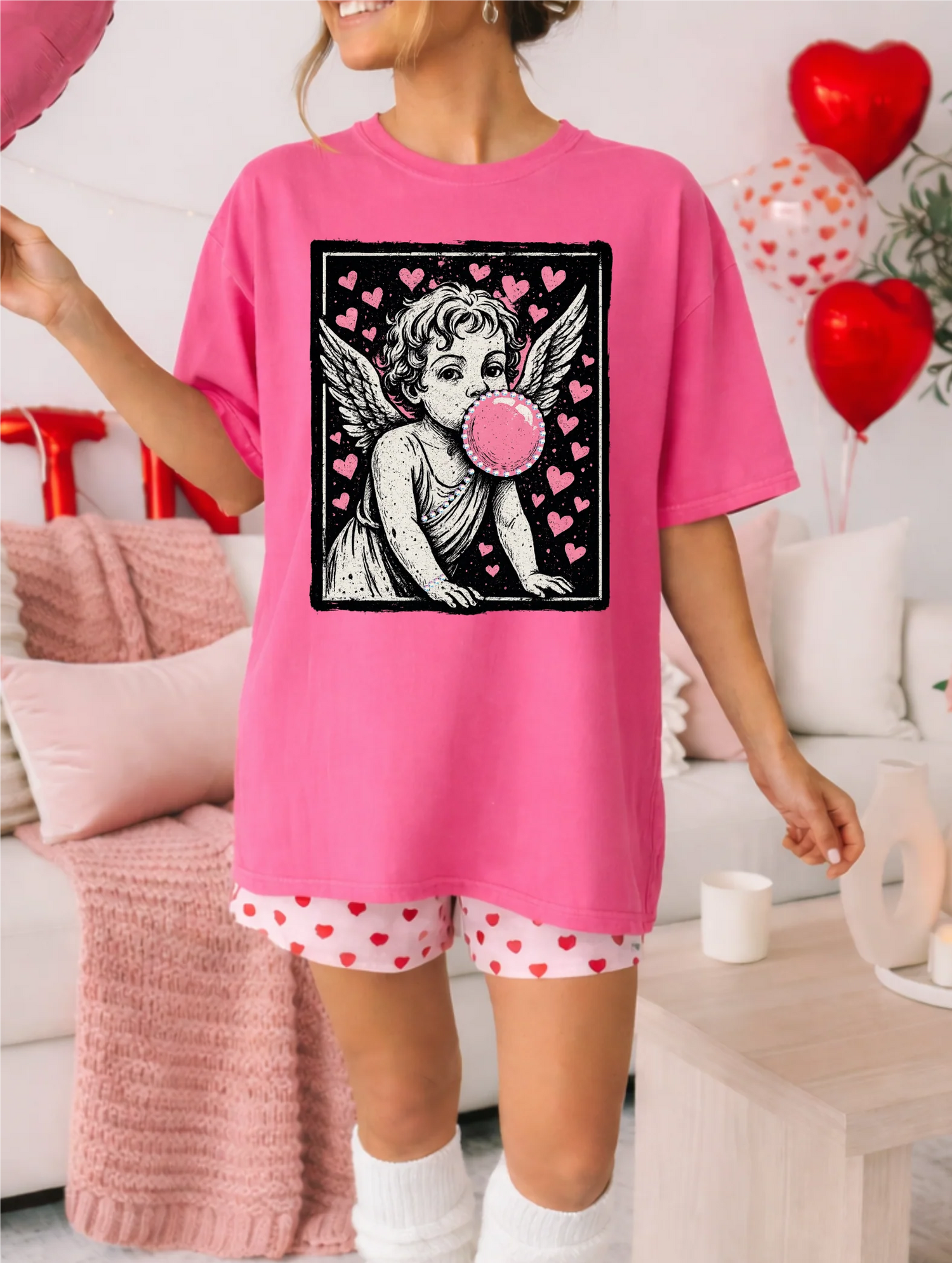 Cupid Blowing Bubble Valentine’s Graphic Tee or Sweatshirt