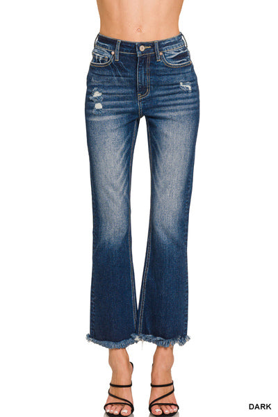 High Rise Raw Hem Jeans