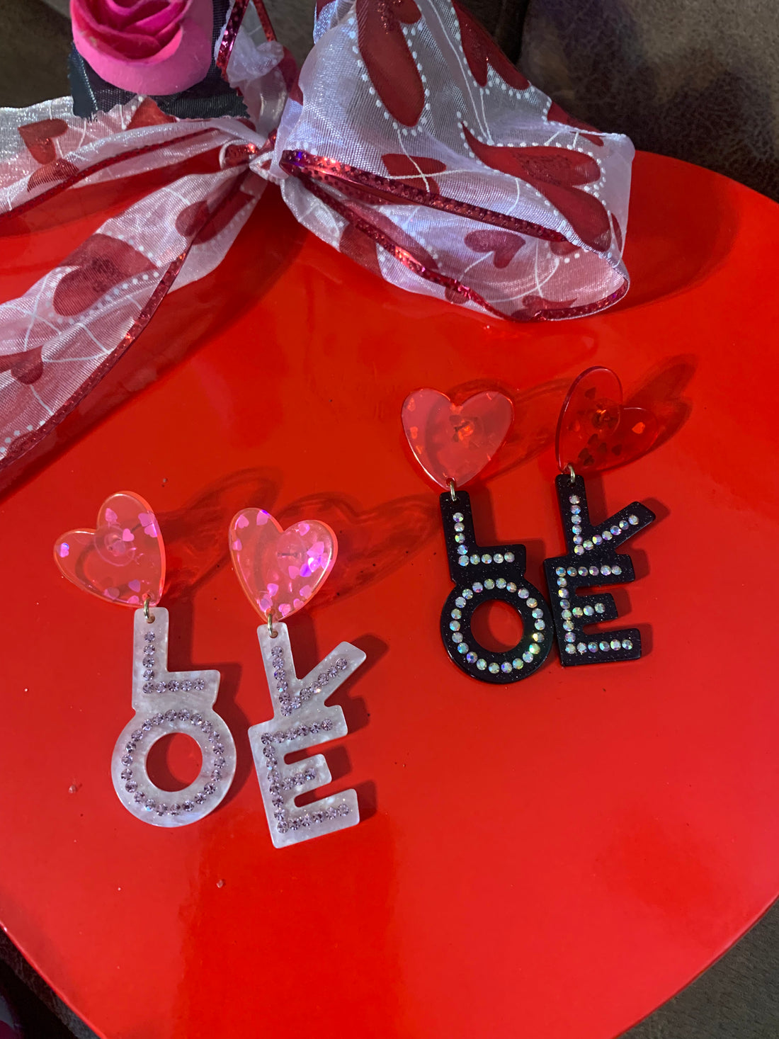 Love Acrylic Statement Earrings