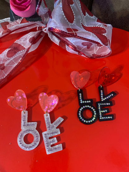 Love Acrylic Statement Earrings