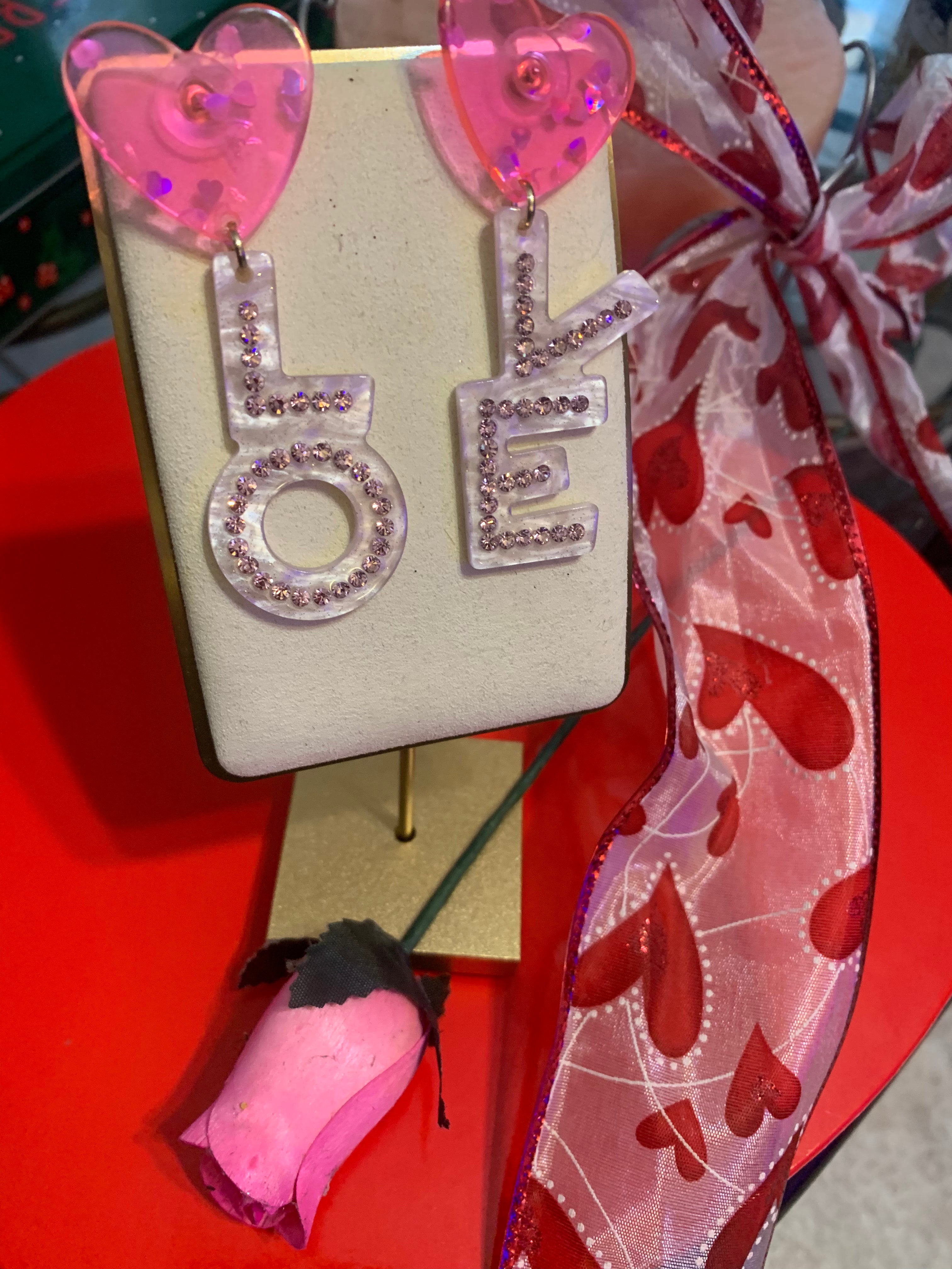 Love Acrylic Statement Earrings