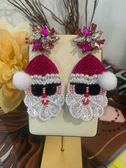 Christmas Beaded/Rhinestone Earrings