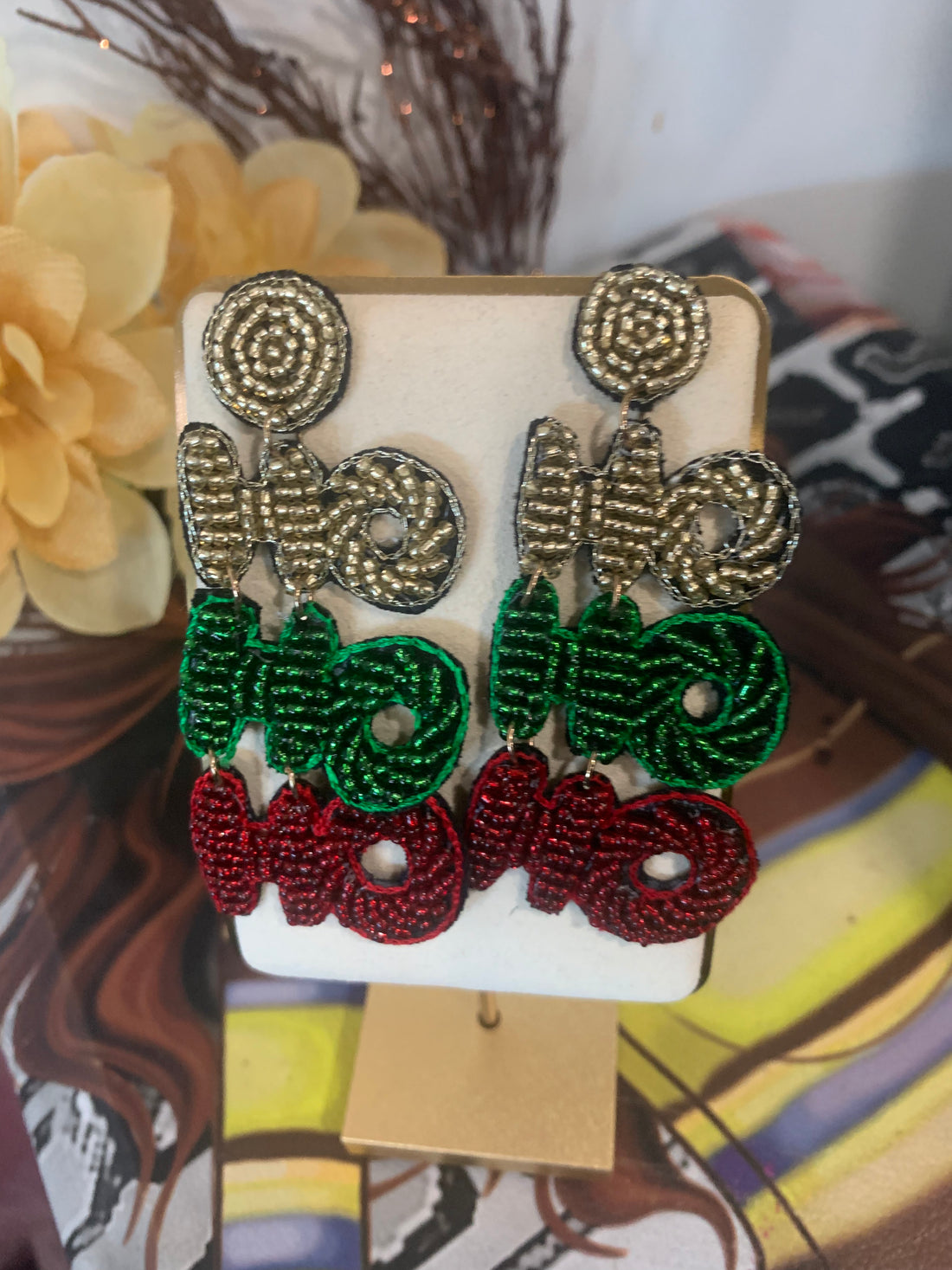 Christmas Beaded/Rhinestone Earrings