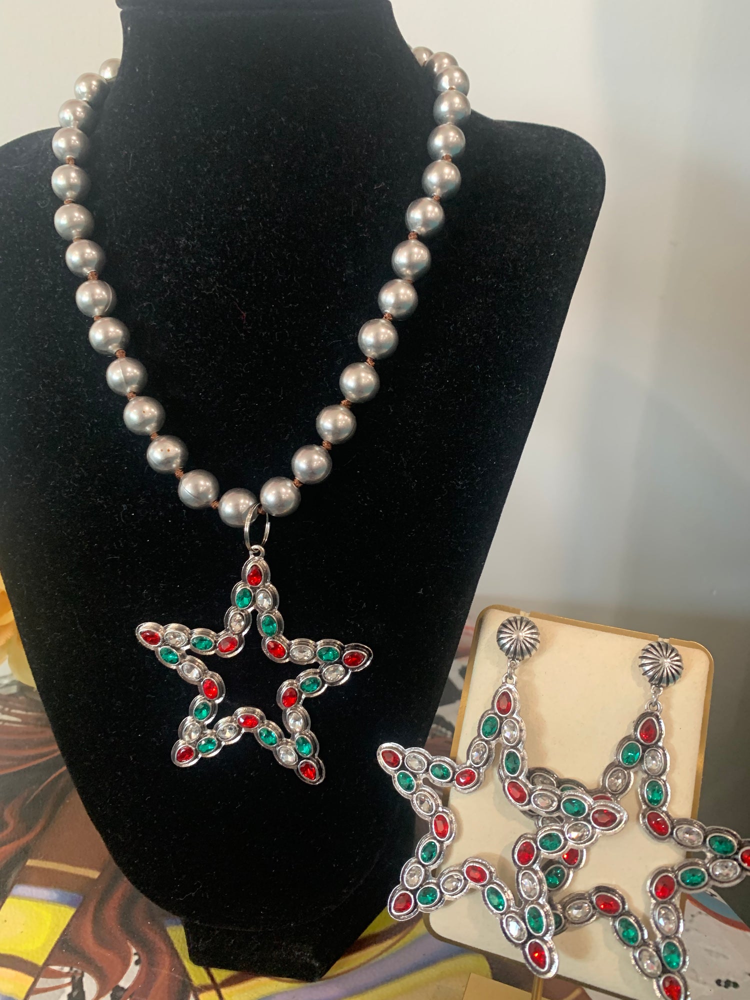 Christmas Star Necklace &amp; Earring Set