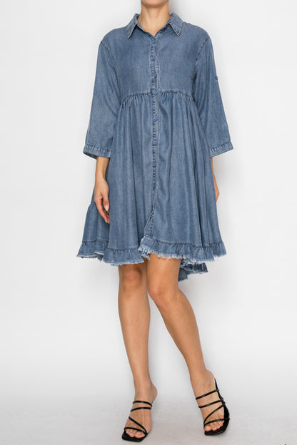 Chambray Breeze Button-Down Dress