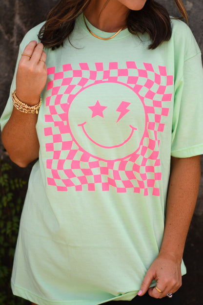 Wavy Checkered Smiley Tee