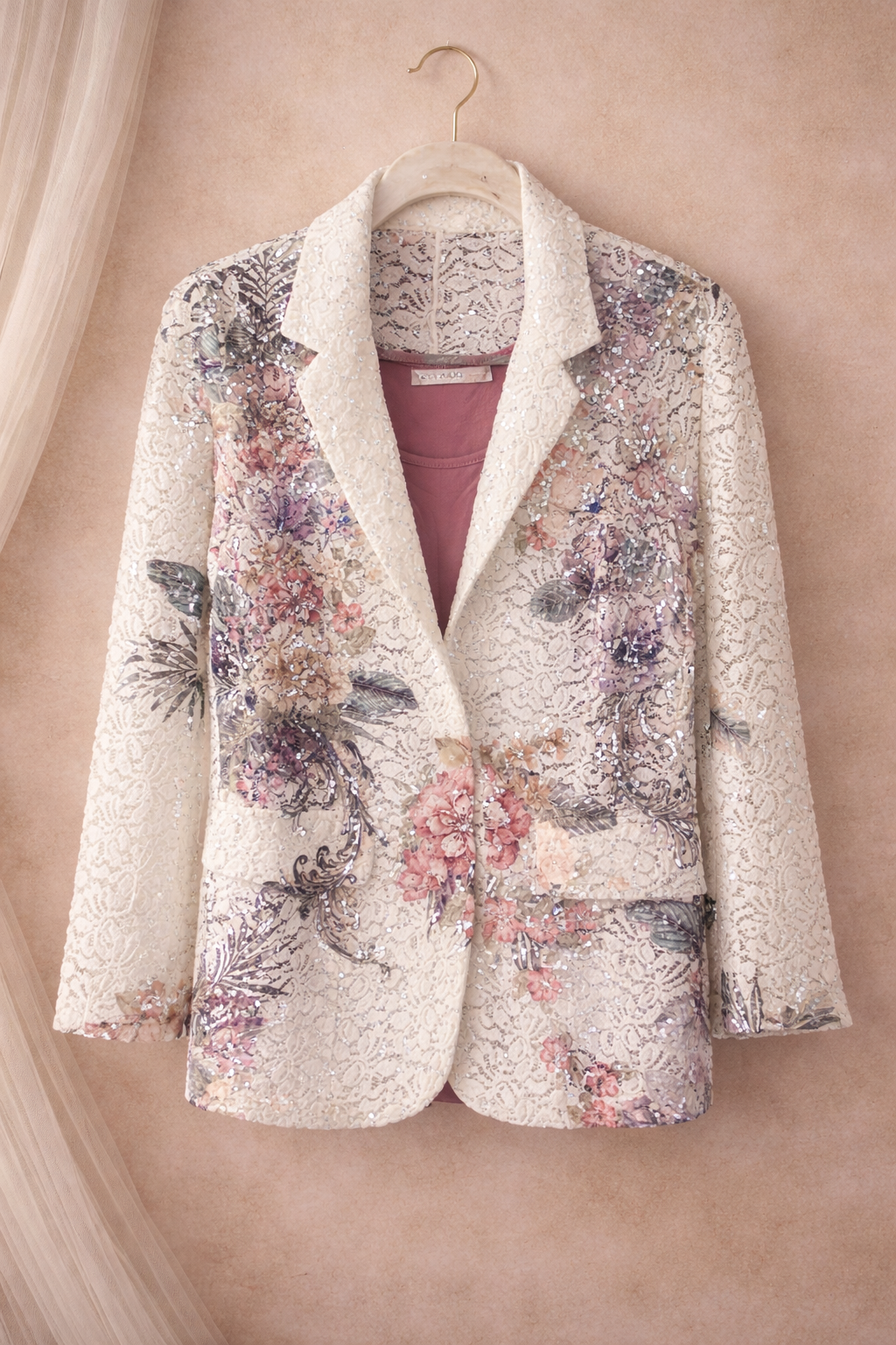 Garden Party Elegance Sparkling Sequin Blazer