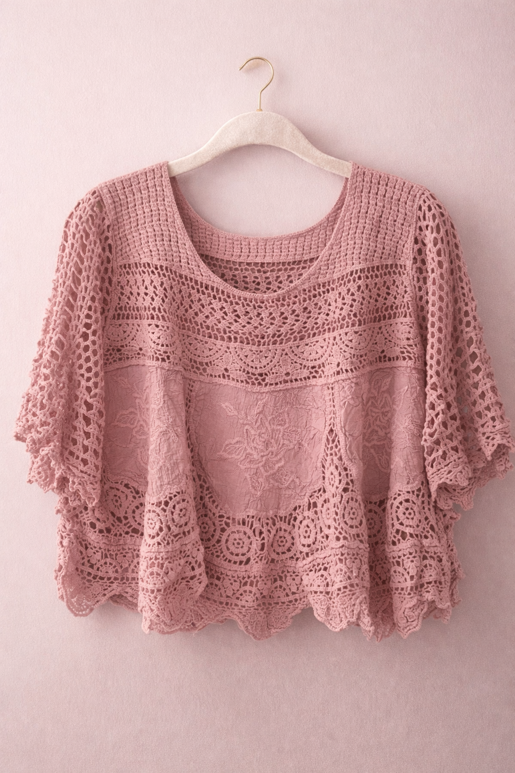 Heirloom Crochet Rose Detail Top