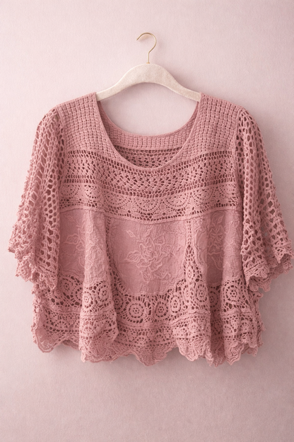 Heirloom Crochet Rose Detail Top