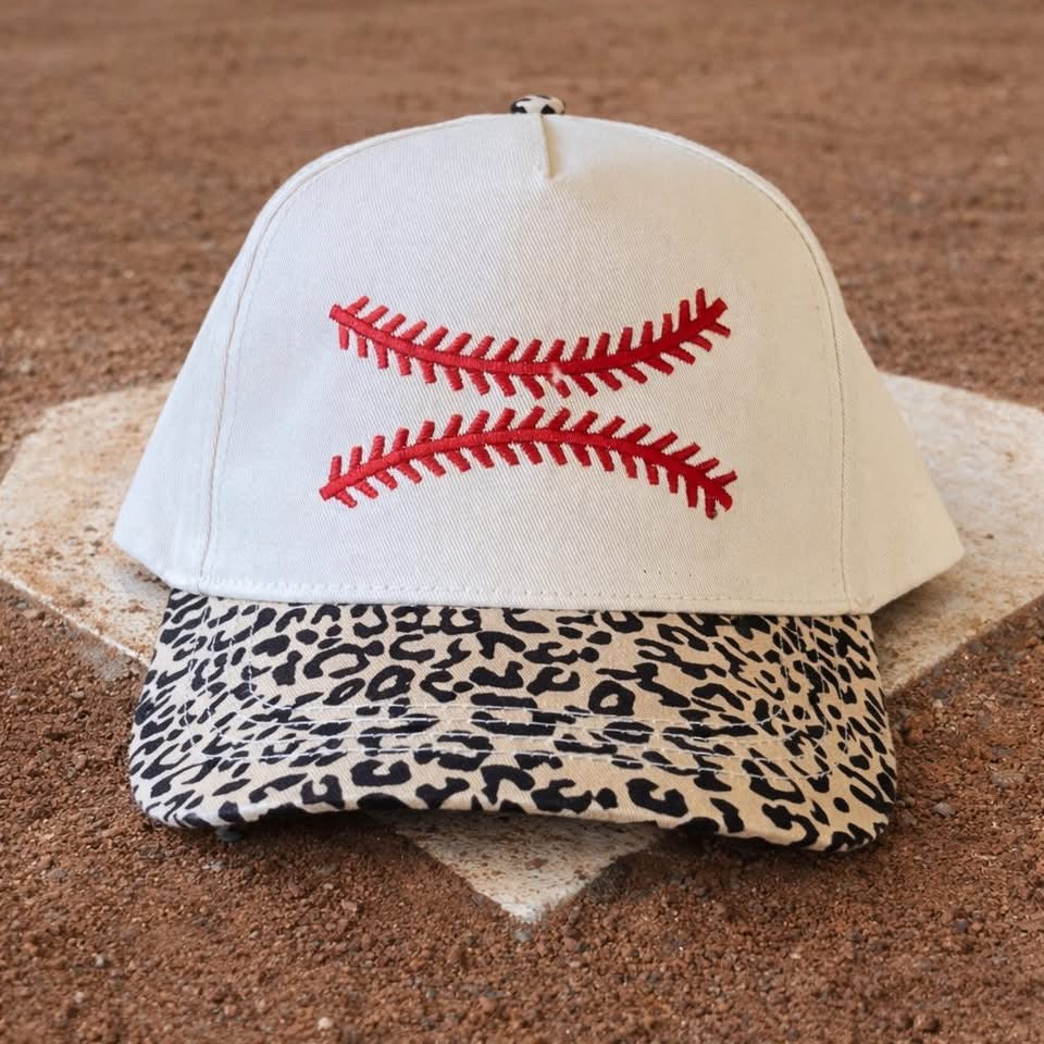 Baseball Stitches Leopard Cap