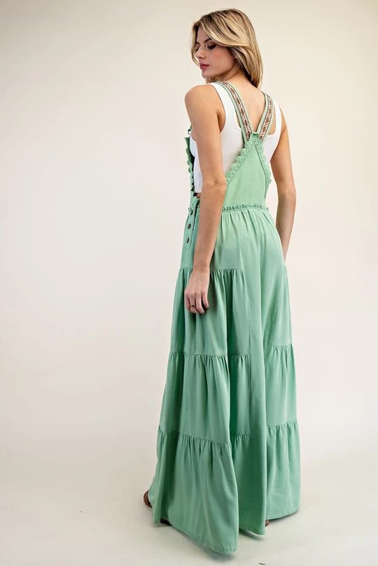 Lace Trim Tiered Jumpsuit